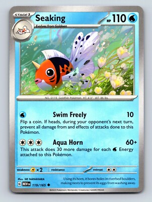 Seaking HP 110 Aqua Horn Attack Rarity Blue Stunning Pokémon | eBay