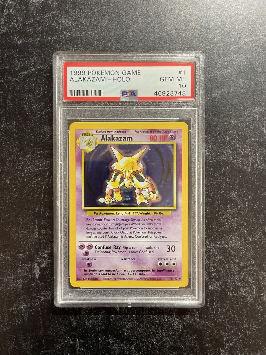 Pokemon Alakazam Base Set Unlimited Holo Rare 1/102 PSA 10 Gem