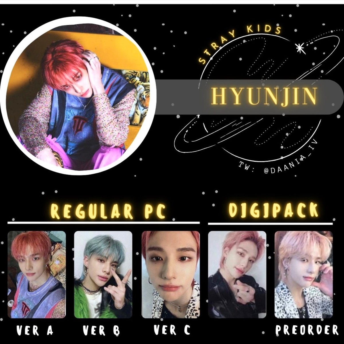 HYUNJIN Stray Kids 5-STAR Official Photo card A B C DIGIPACK POB