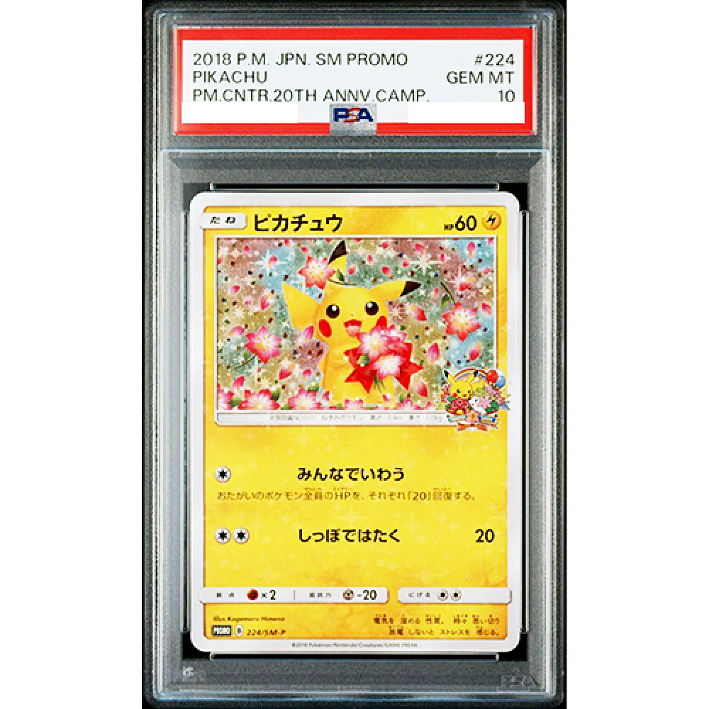 PSA 10 Pokemon Pikachu 20th Anniversary Camp 224/SM-P Promo