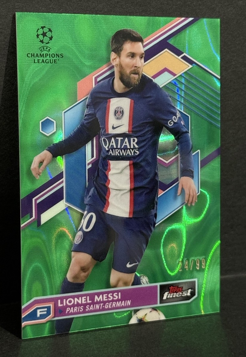 2022-23 Topps Finest UCL PSG Lionel Messi Green Lava Refractor /99