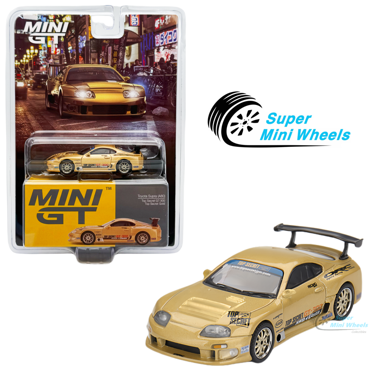 Mini GT 1:64 Toyota Supra (A80) Top Secret GT-300 Top Secret Gold