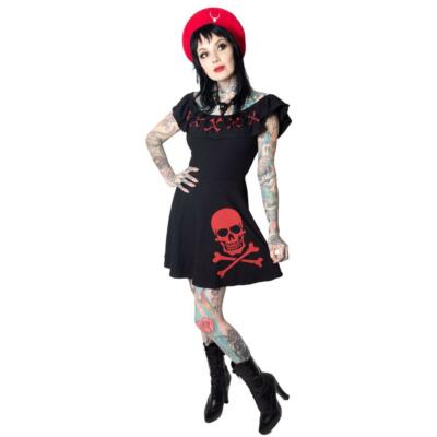 Kreepsville 666 Ruffle Skull Crossbones Gothic Punk Horror Skater