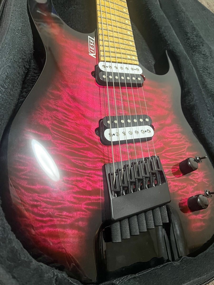 Electric Guitar Kiesel CL7 Pink Burst Quilted Maple Headless 7