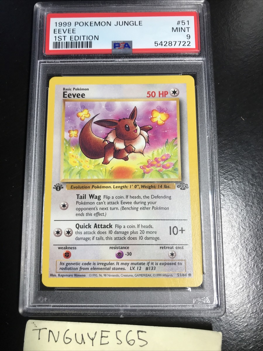 1999 1st Edition Eevee Pokemon Card 51/64 Jungle Set Graded PSA 9