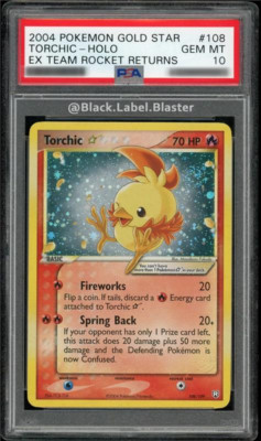 2004 Pokémon Gold Star Torchic EX Team Rocket Returns #108 - PSA