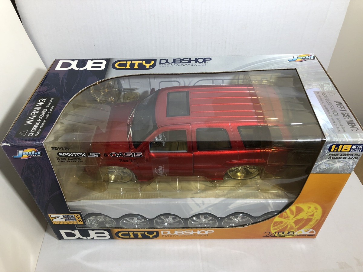 JADA DUB 2002 CADILLAC ESCALADE RED 1:18 WITH EXTRA SET WHEEL
