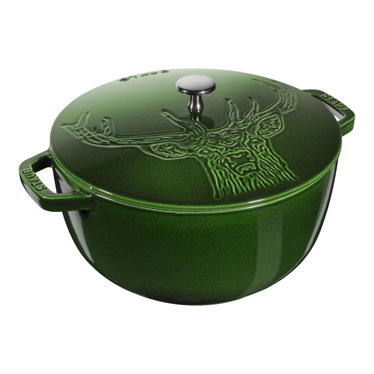 FREE SHIPPING : STAUB 26CM FRENCH OVEN STAG (DRAWING) BASIL GREEN