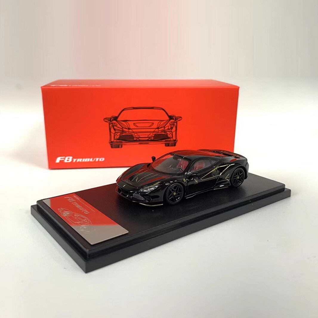 XF MODEL 1/64 Scale Ferrari F8 Tributo Black Diecast Car Model Toy