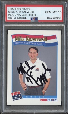 MIKE KRZYZEWSKI SIGNED 1991 NBA HOOPS USA BASKETBALL ROOKIE CARD