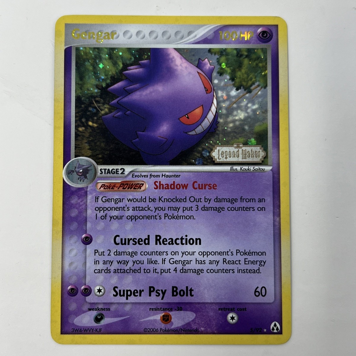 Gengar 5/92 Legend Maker Reverse Holo Stamped Ultra Rare Pokemon
