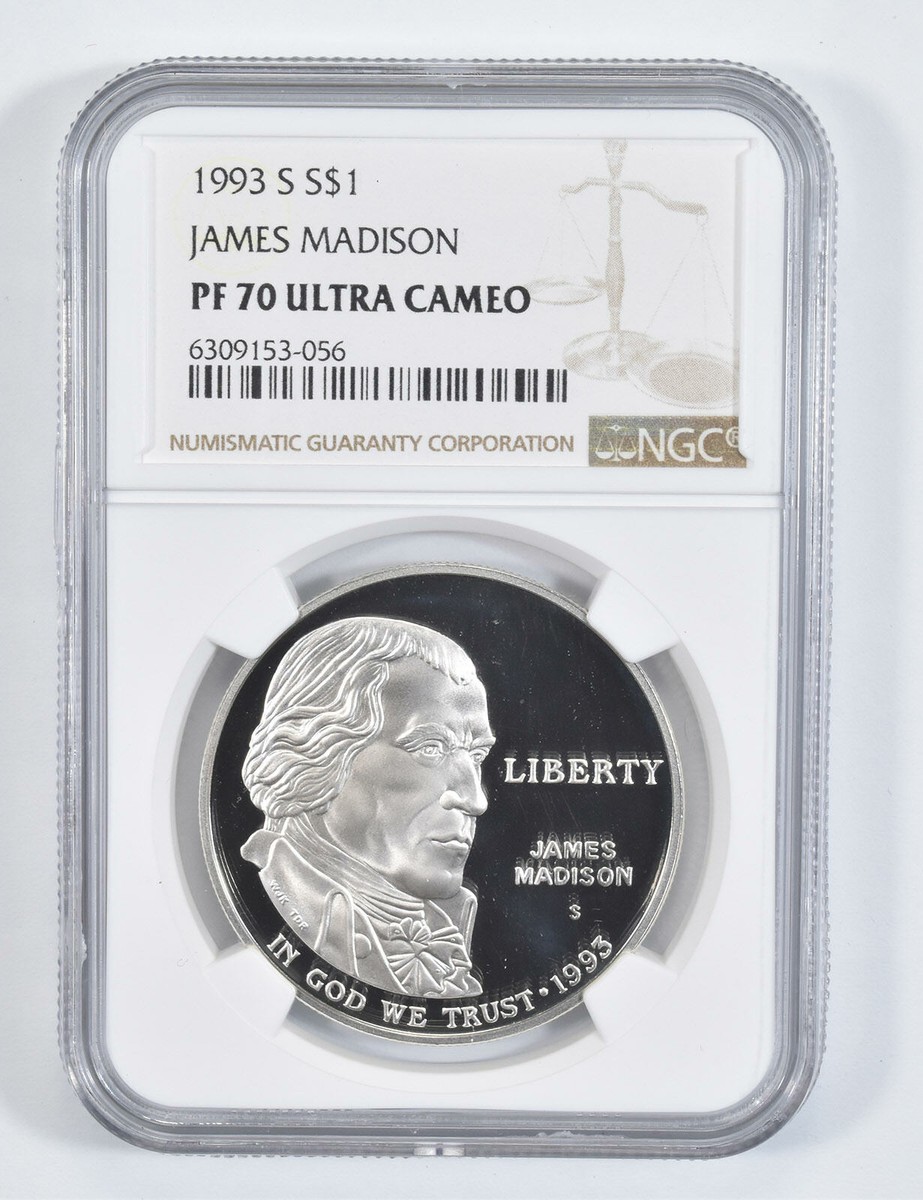 1993-S James Madison Commemorative Proof Silver Dollar PF70 UCAM