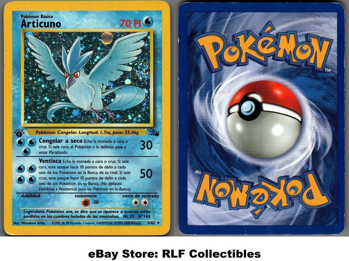 1999 Pokemon, Fossil, #2/62 Articuno, 1st Edition, Holo Rare