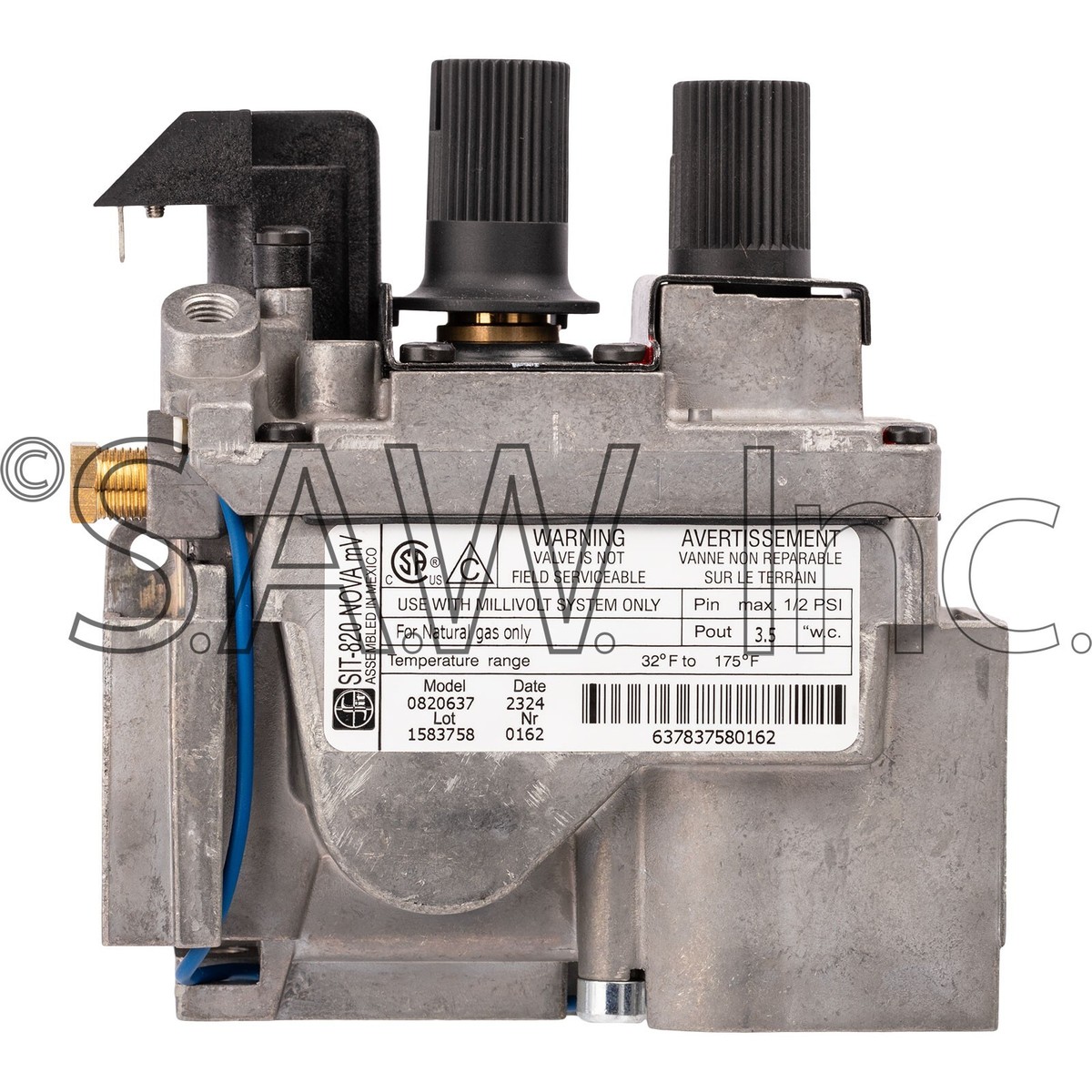 R3626 Empire SIT-820 Nova mV Natural Gas Millivolt Valve Vent-Free