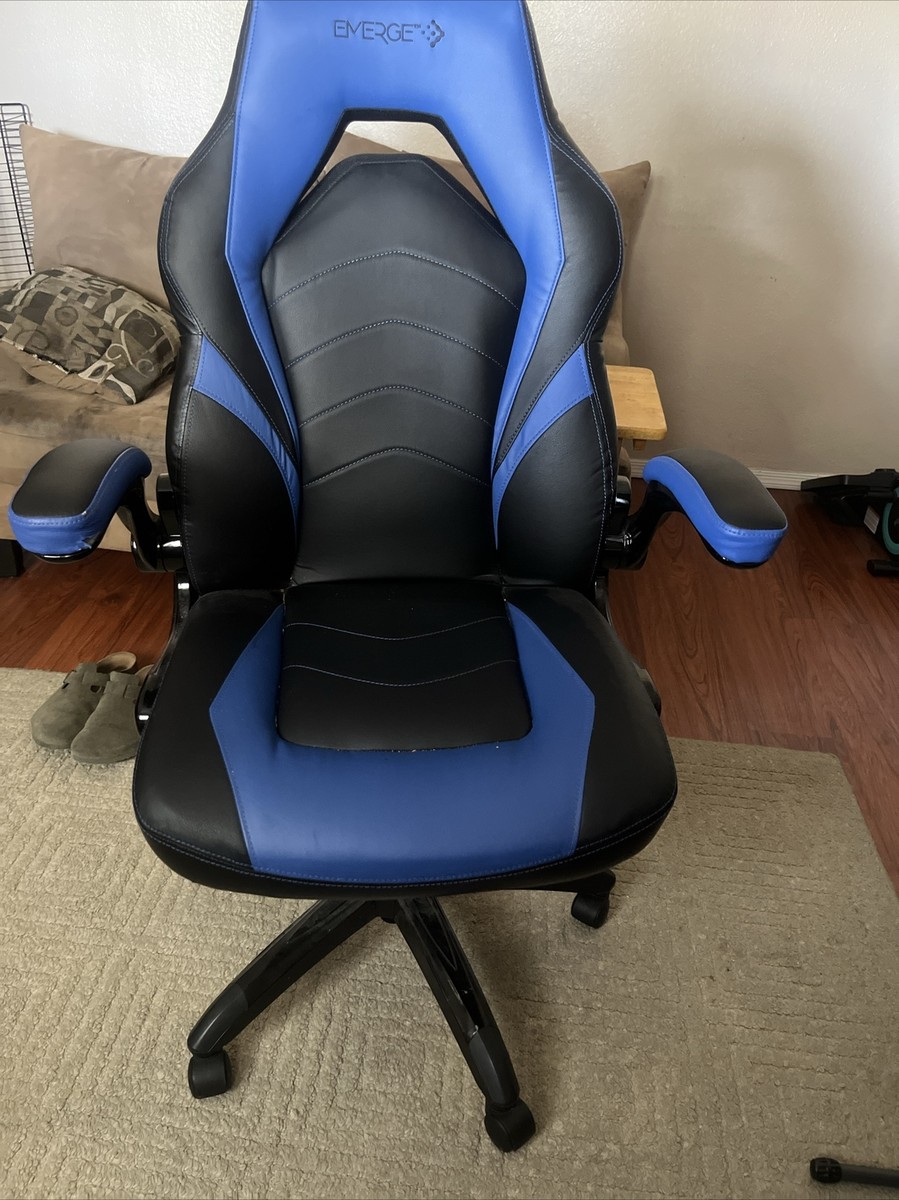 Staples Emerge Vortex Bonded Leather Gaming Chair Black and Blue 2