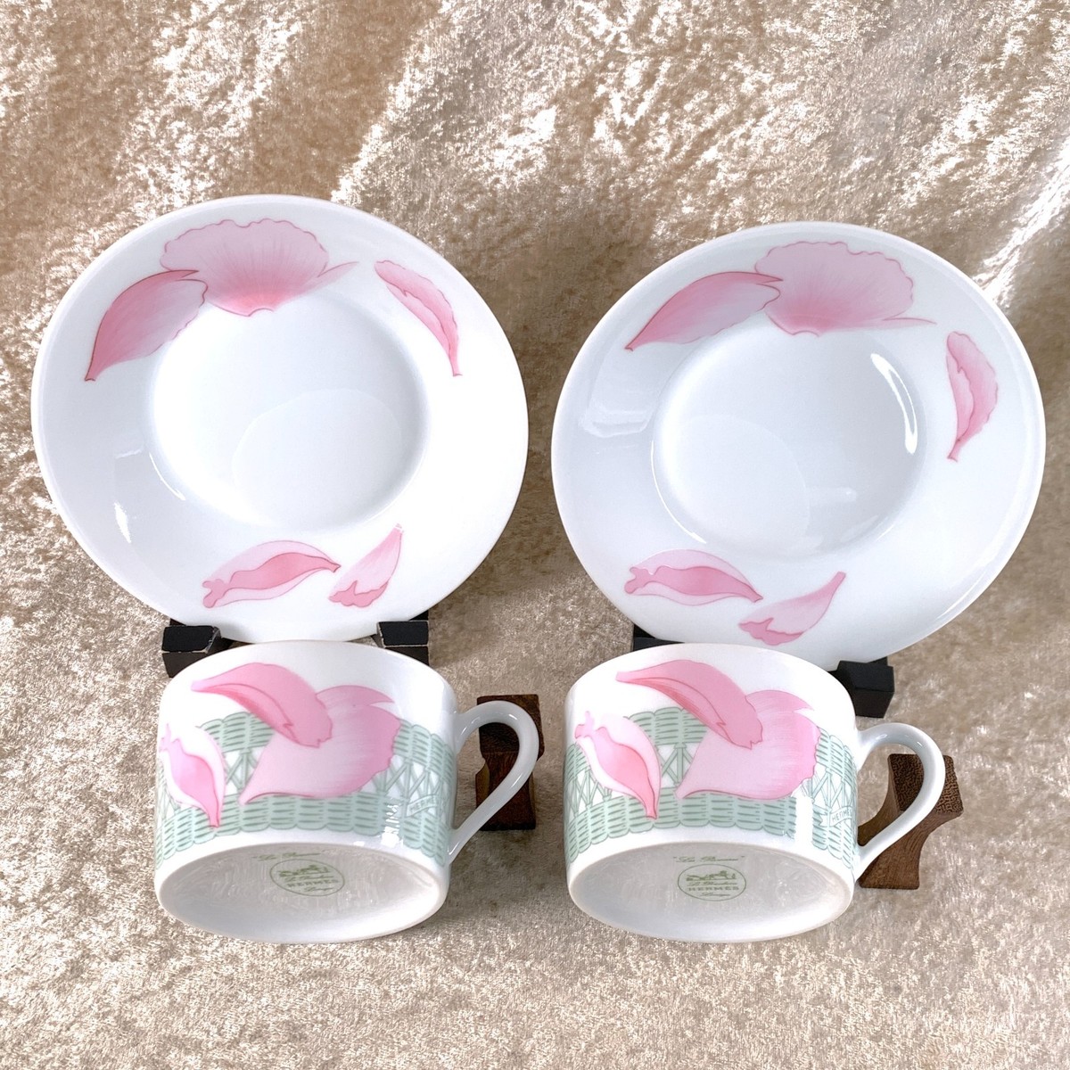 Vintage Hermes Paris Les Pivoines Tea Cup & Saucer Porcelain