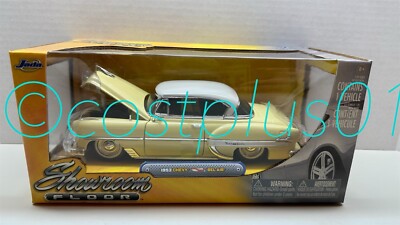 JADA SHOWROOM FLOOR 1953 CHEVY BEL AIR 1:24 YELLOW WITH WHITE TOP