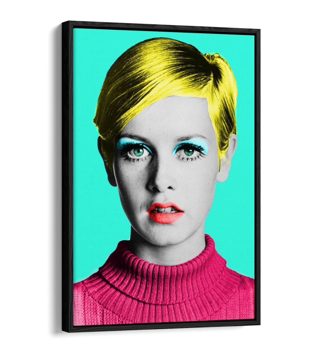 POP ART PORTRAIT OF TWIGGY, WARHOL -FLOAT EFFECT FRAMED CANVAS