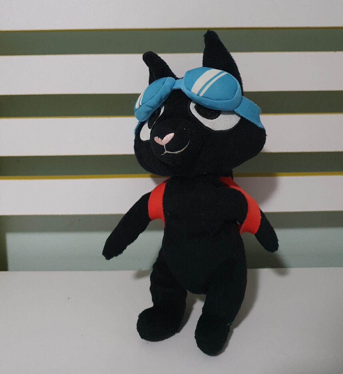 BLACK CAT PLUSH TOY IKEA KRULLIG Soft toy, Black cat goggles RED