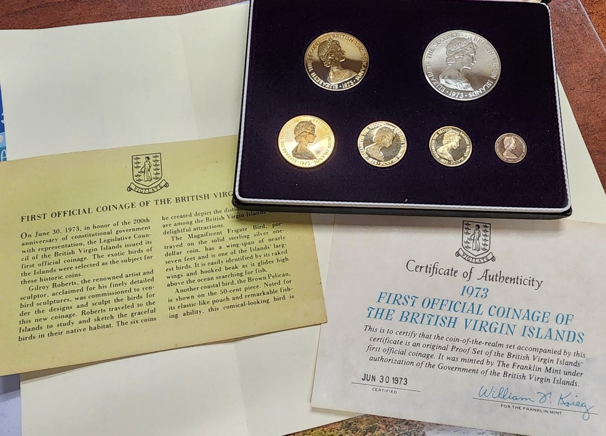1973 First British Virgin Islands Proof Set by the Franklin Mint