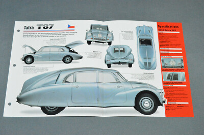 1936-1950 TATRA T87 (1938) Czechoslovakia Car SPEC SHEET PHOTO
