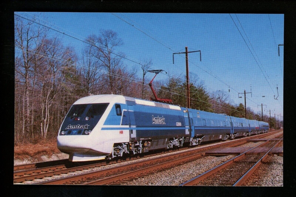 Train Railroad postcard Amtrak X2000 High Speed Tilt 1993 ABB