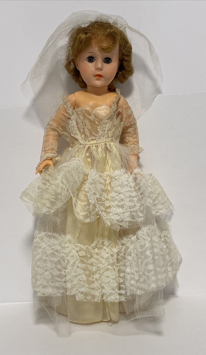 Vintage Hard Plastic 18” Bride Doll Vinyl marked 20 BAL H H/Read