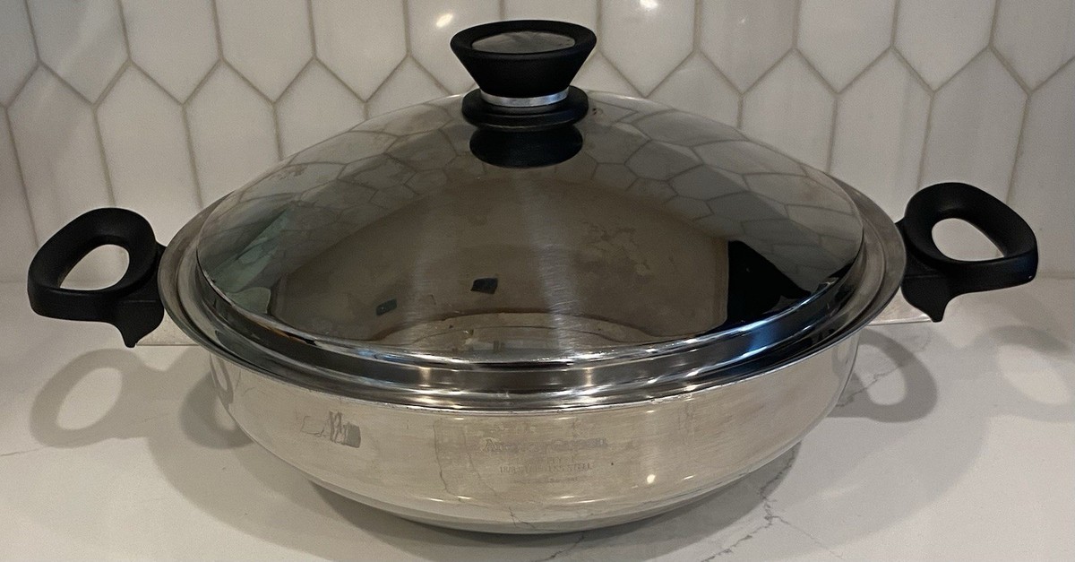 AMWAY QUEEN Wok Skillet Pan 18-8 Multi-Ply Stainless Steel 12