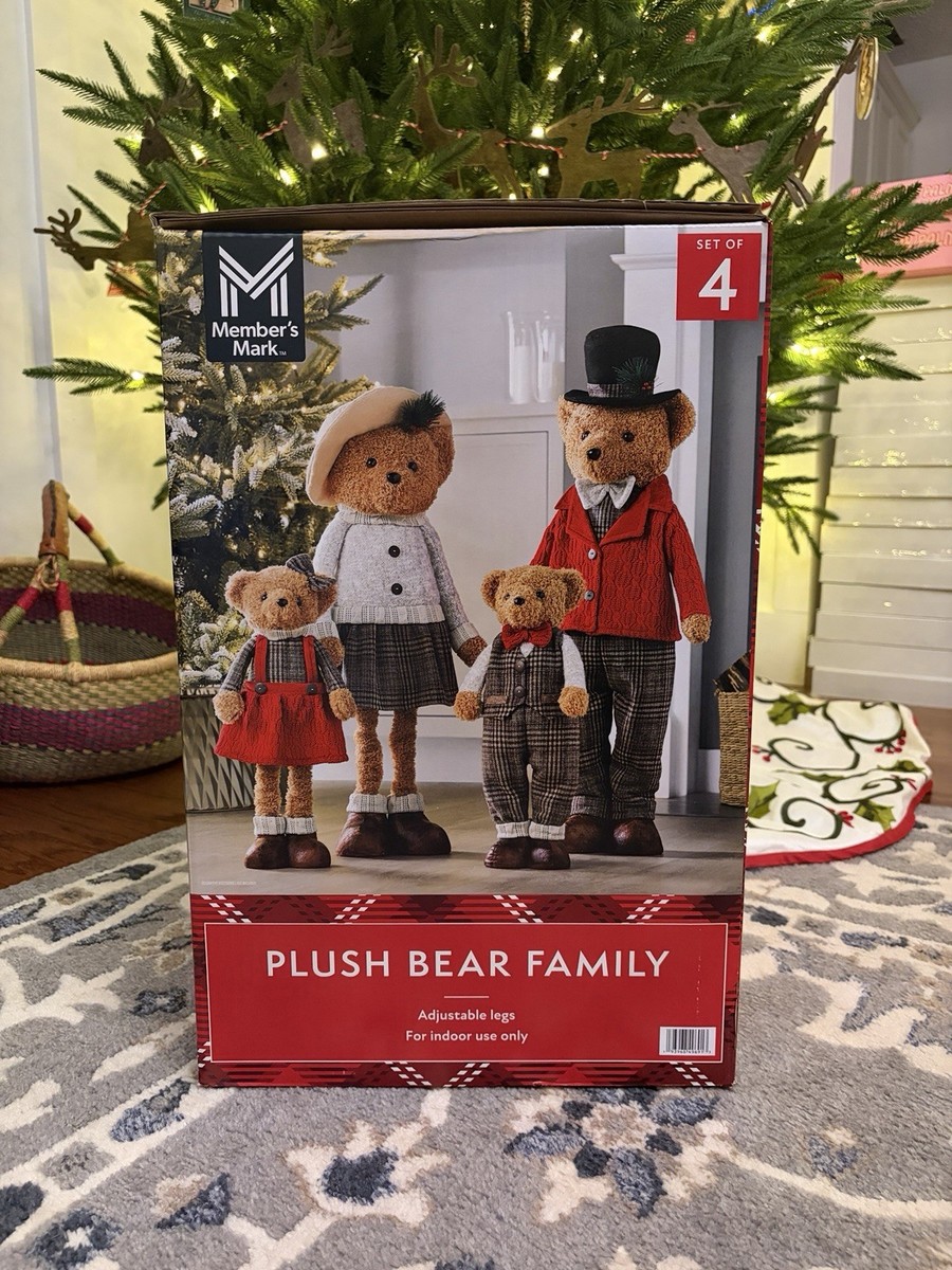 Member's Mark Christmas Plush Bear Family Adjustable Legs Set of 4