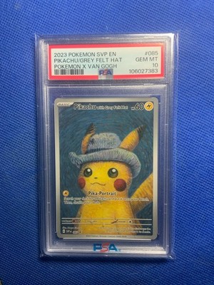 2023 Pokemon x Van Gogh Pikachu with Grey Felt Hat #085 Promo PSA