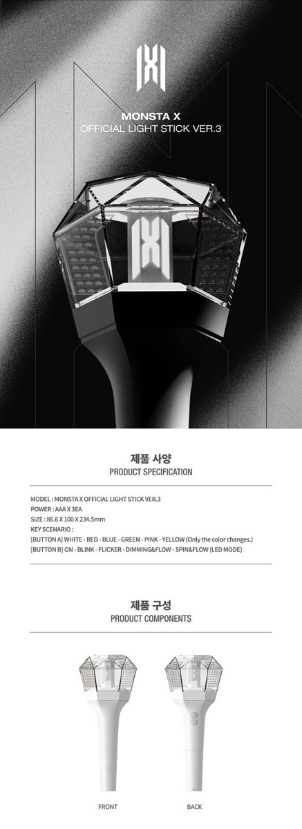 MONSTA X - Official Light Stick Ver.3 MONBEBE FANLIGHT | eBay