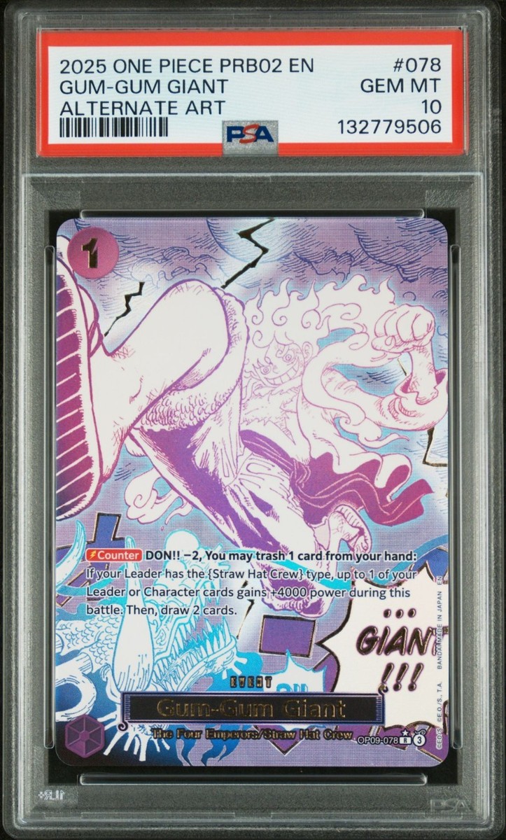 PSA 10 One Piece English PRB02 Gum-Gum Giant Alternate Art OP09