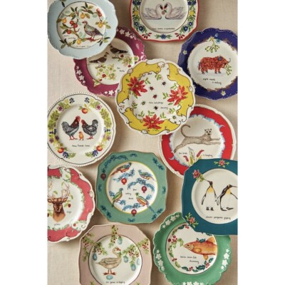 Anthropologie Lou Rota Plate 12 Days of Christmas Twelve Drummers