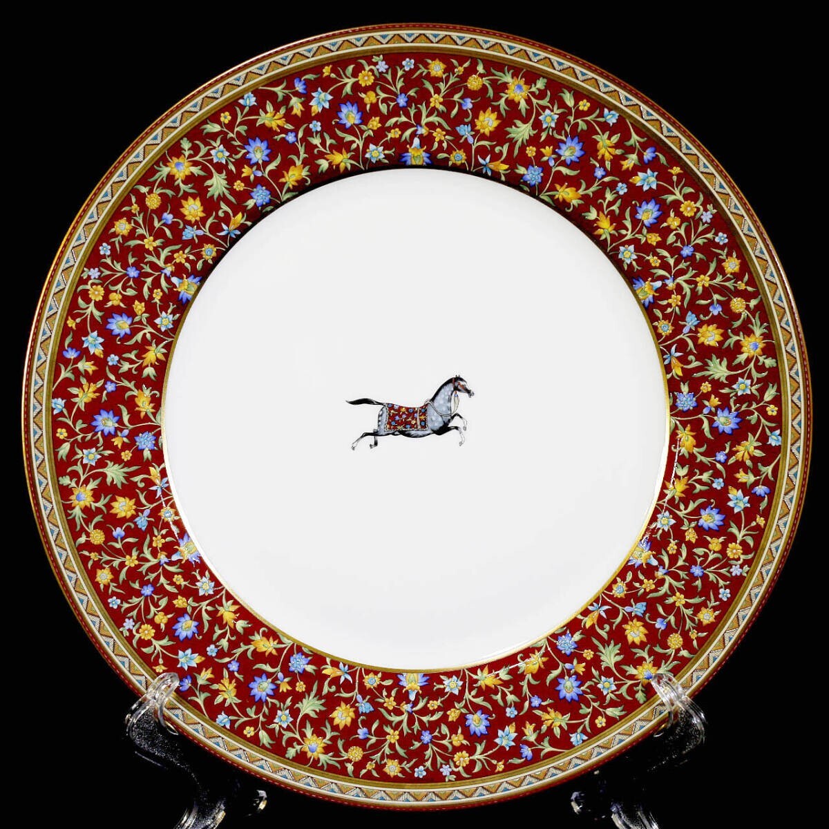 Hermes Cheval d'Orient Dinner Plate 26 cm porcelain horse brown