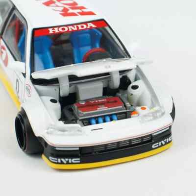 Kaido House x Mini GT 1:64 Honda Civic (EF) Kanjo V1 White/Yellow