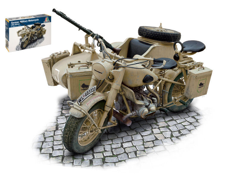 Bmw R75 German Military Motorbike W/ Sidecar Plastic Kit 1:9 Model