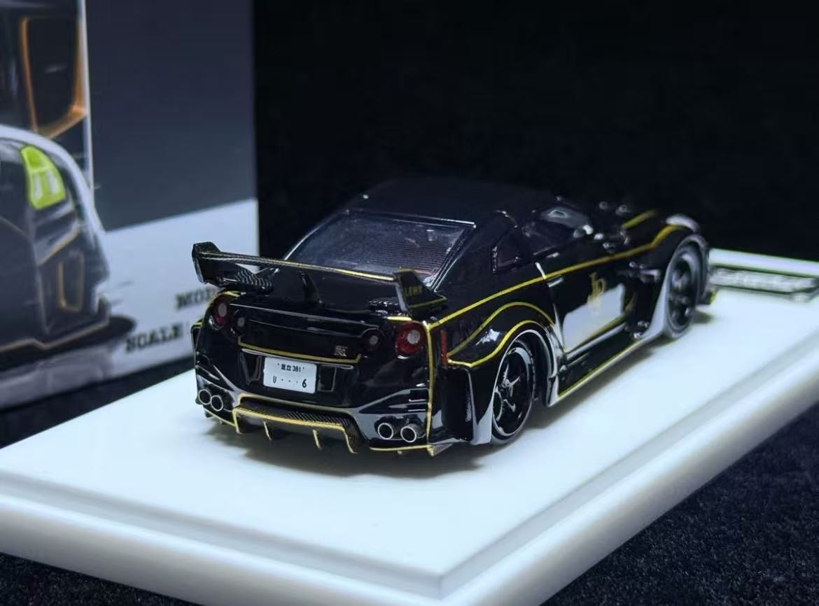 DEMON KING AUTO 1/64 Nissan GT-R 35 RR Black Gold JPS Livery LBWK
