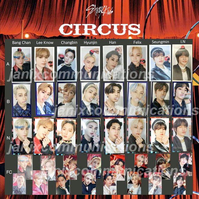 Stray Kids CIRCUS Official Photocard A ver, B ver, Normal ver, FC