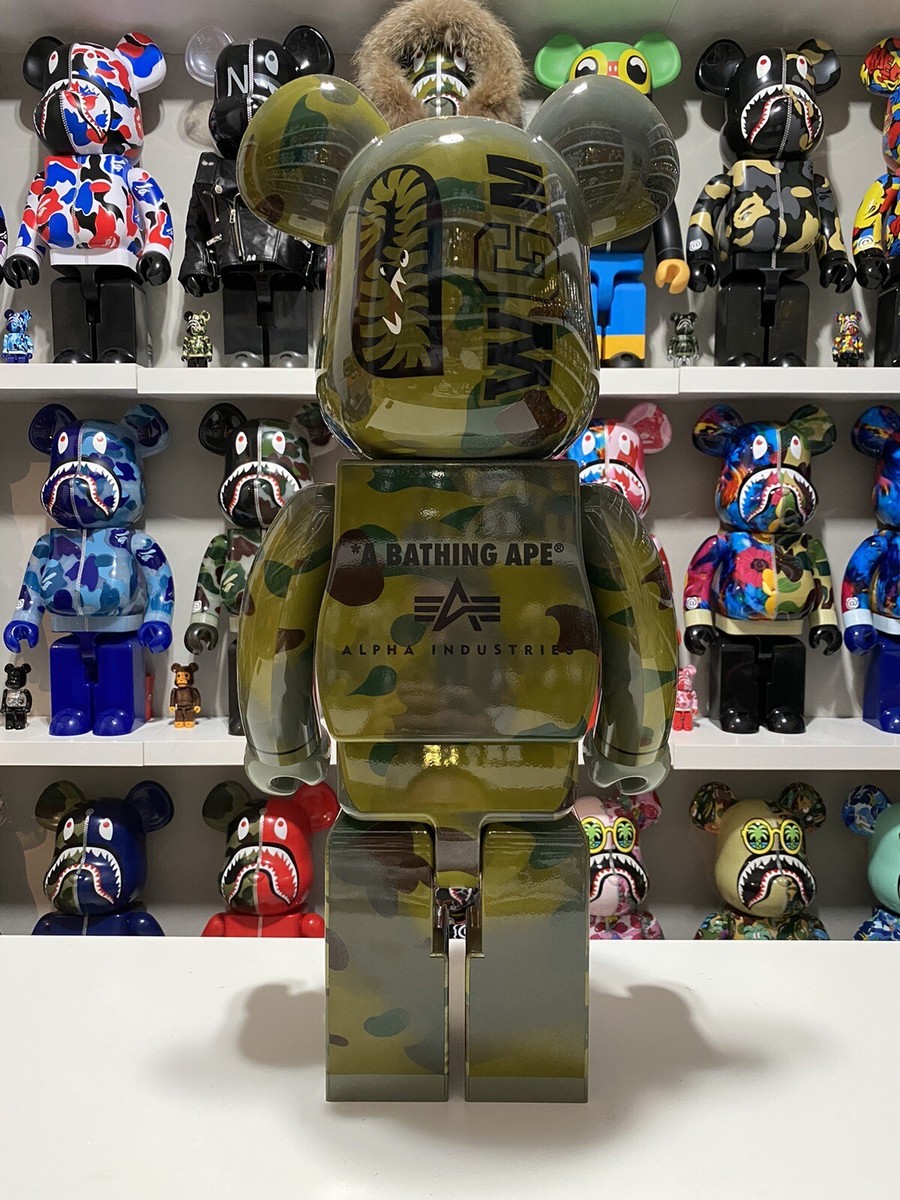 Bape x Alpha Industries 1000% Bearbrick Camo Shark Be@rbrick