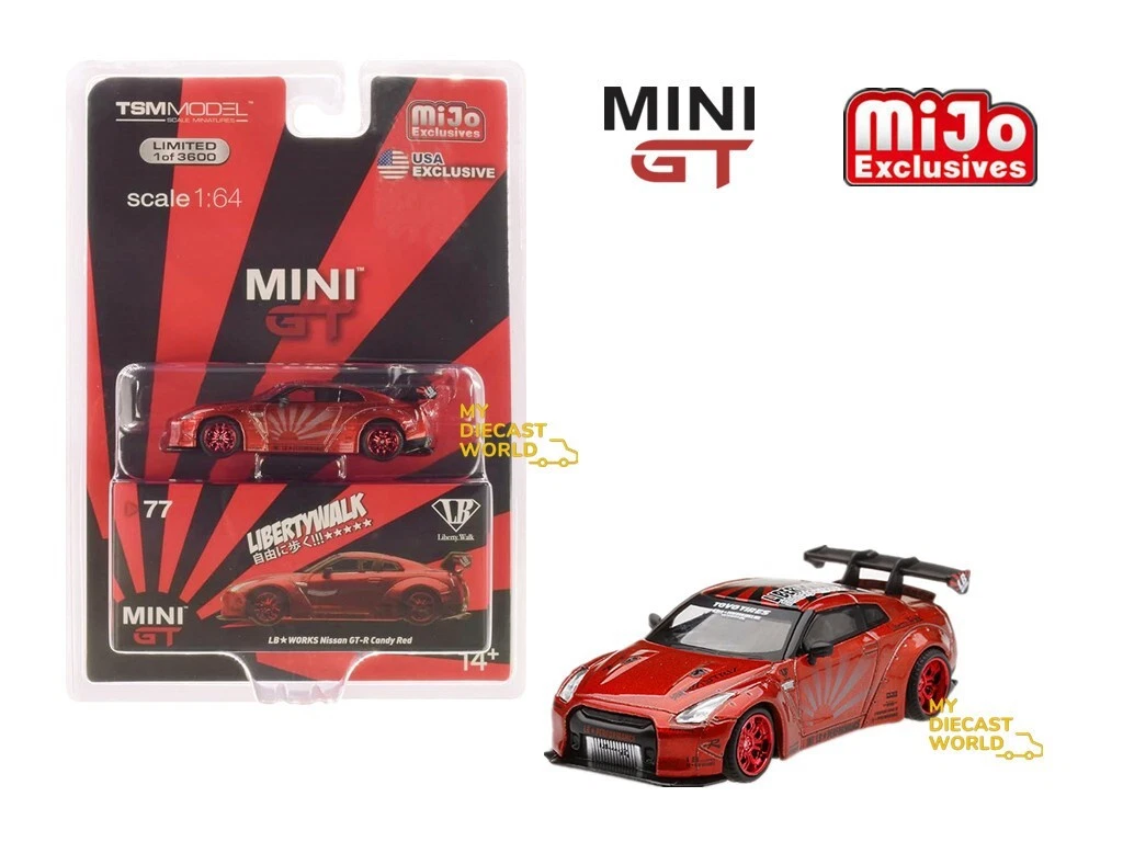 MINI GT LB WORKS Nissan GTR R35 Candy Red 77 LBWK Liberty Walk