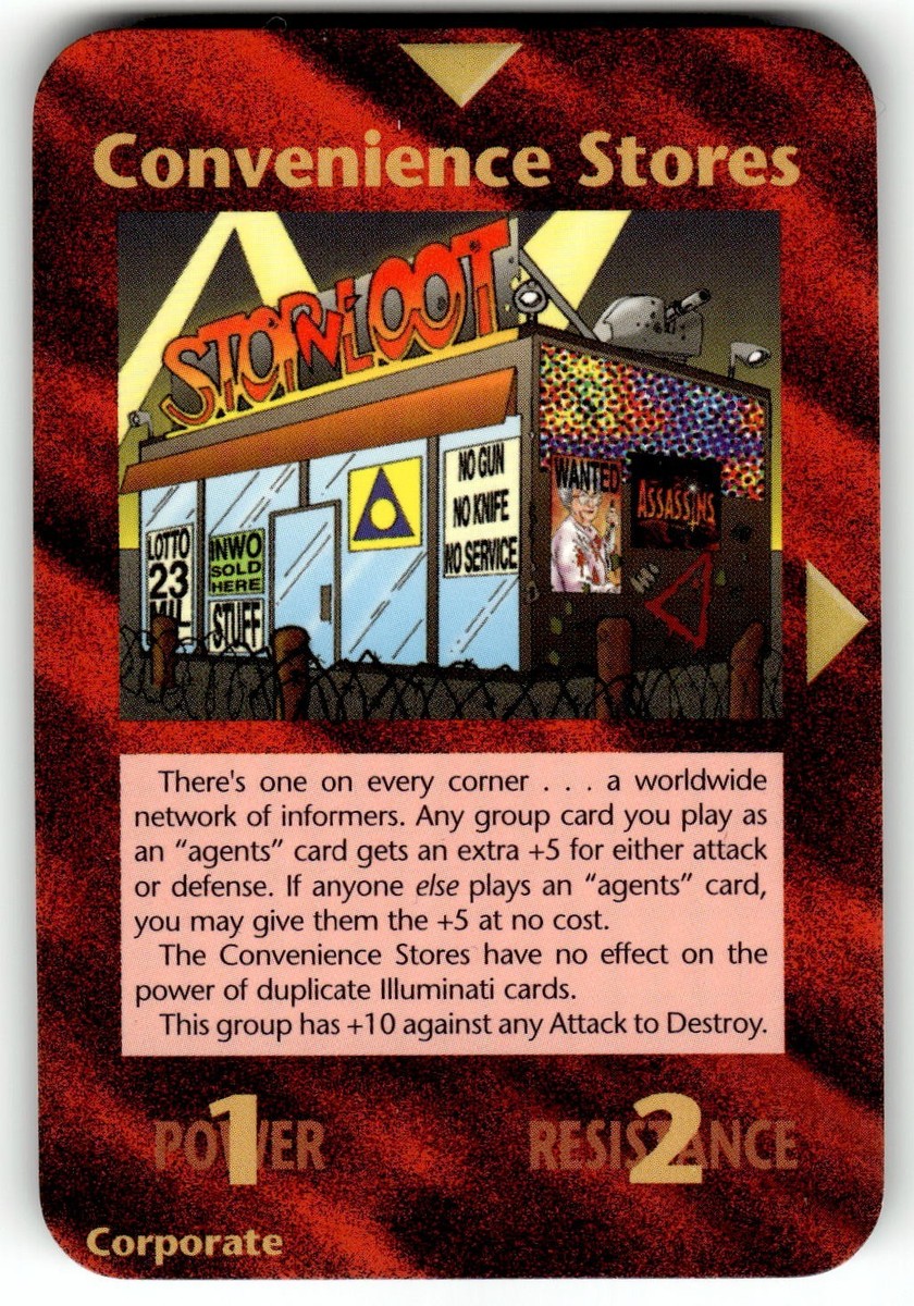 Convenience Stores Card INWO Illuminati New World Order Assassins