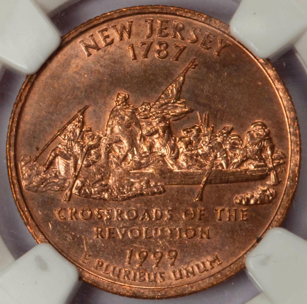 1999 D NGC MS62 Missing Clad Layer New Jersey Quarter Mint Error
