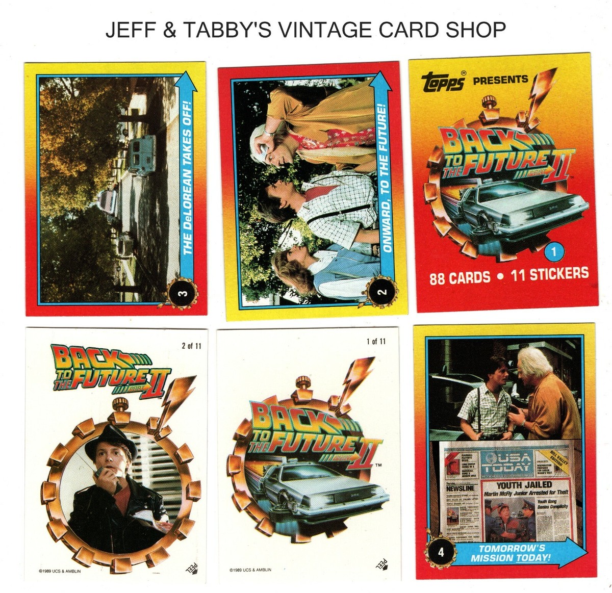 1989 TOPPS BACK TO THE FUTURE II CARDS/STICKERS/SEE DROP DOWN MENU