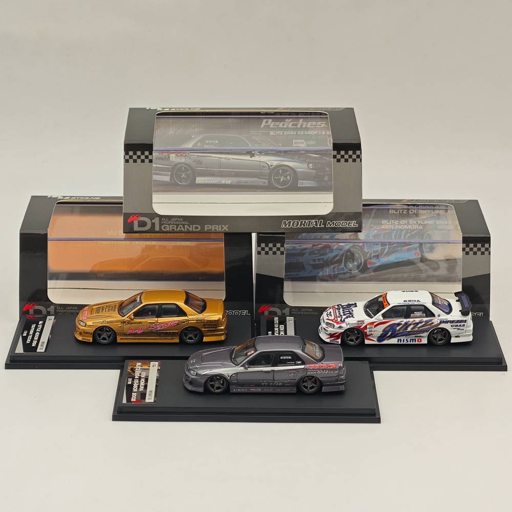 1:64 MORTAL BLITZ D1 SKYLINE ER34 URAS Drift Car Diecast Toys