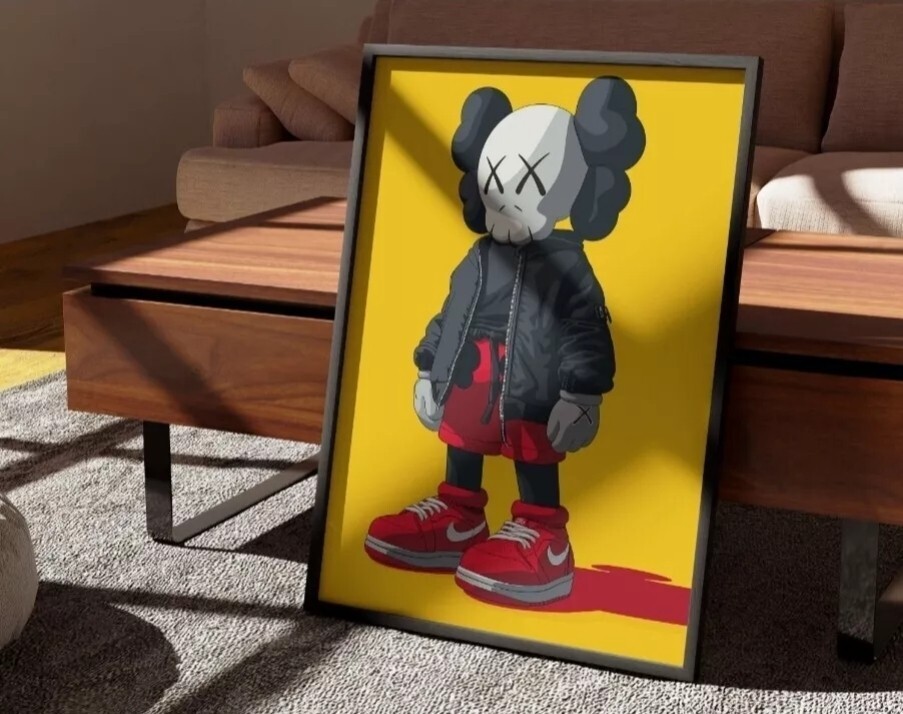 8x12in Yellow Kaws Drip Canvas Poster Wall Art Home Decor UNFRAMED