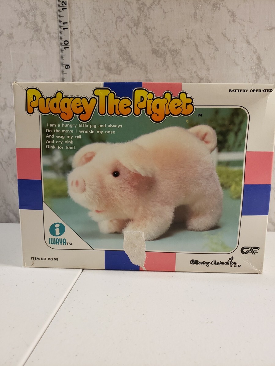VINTAGE PUDGEY THE PIGLET BATTERY OPERATED PIG IN ORIGINAL BOX