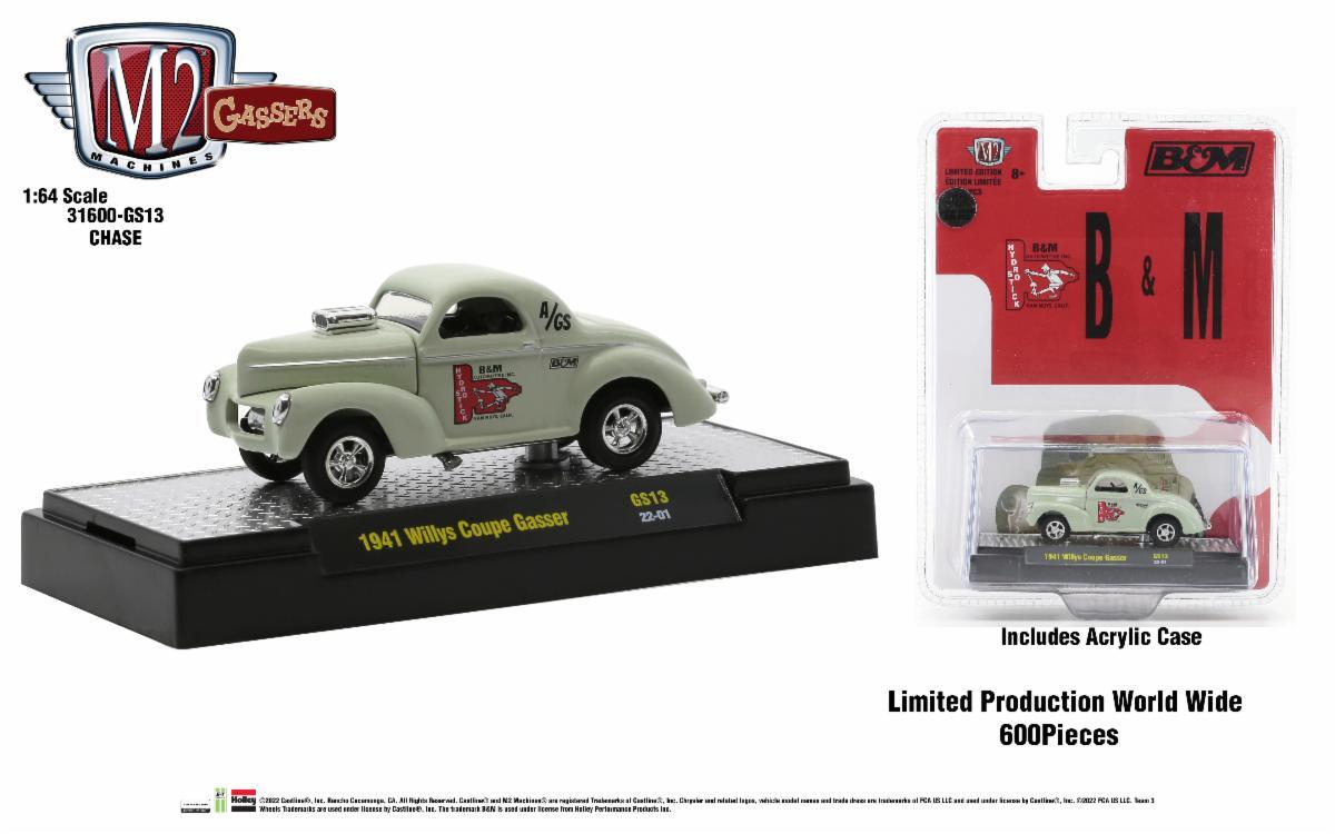 M2 Machines 1:64 HE Gasser 1941 Willys Coupe Gasser B & M