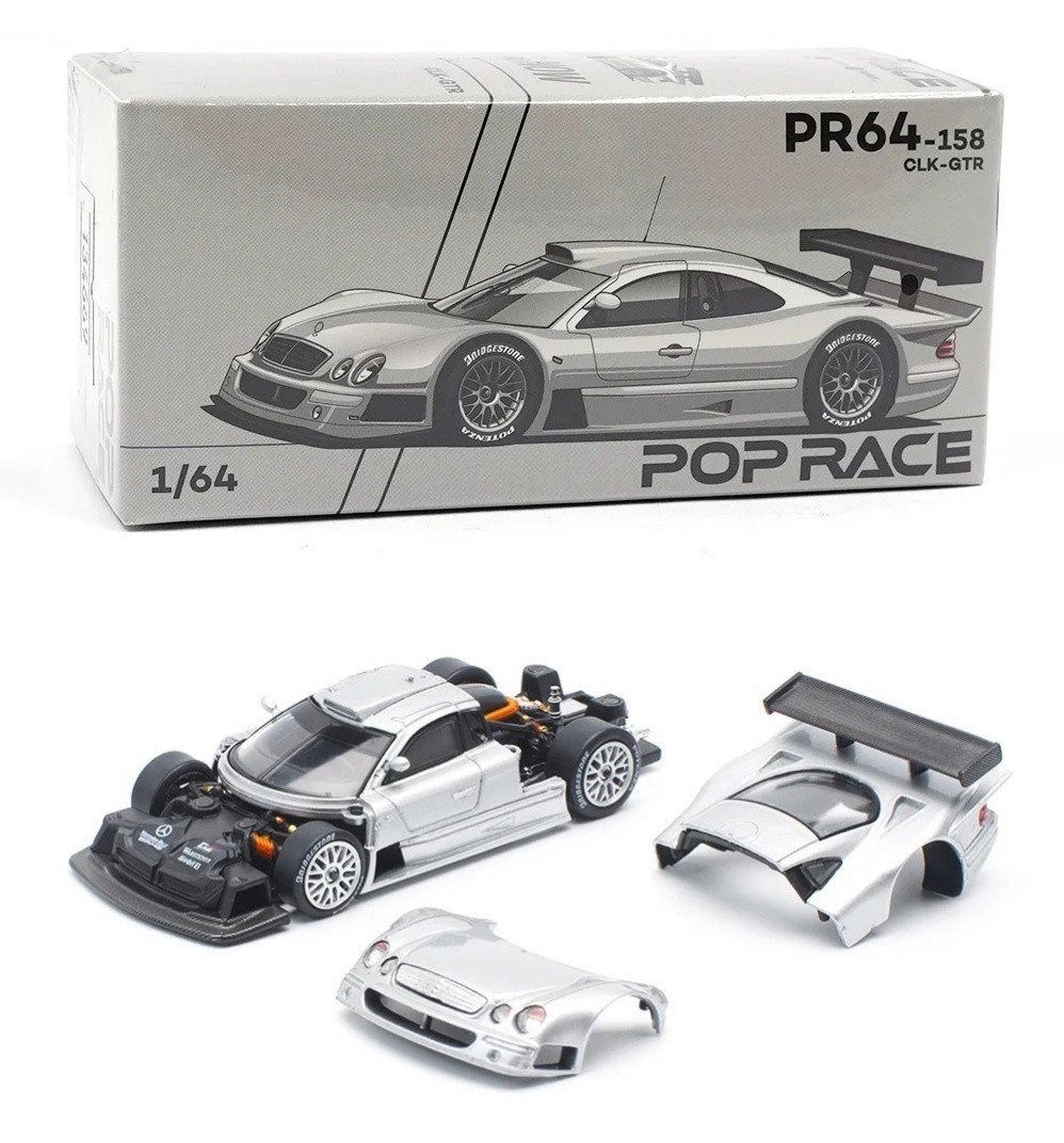 Pop Race Mercedes-Benz AMG CLK GTR Silver 1:64 PR640158 | eBay