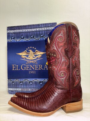 Lizard Leather J Toe Western Cowboy Boots by El General 1901 Mens