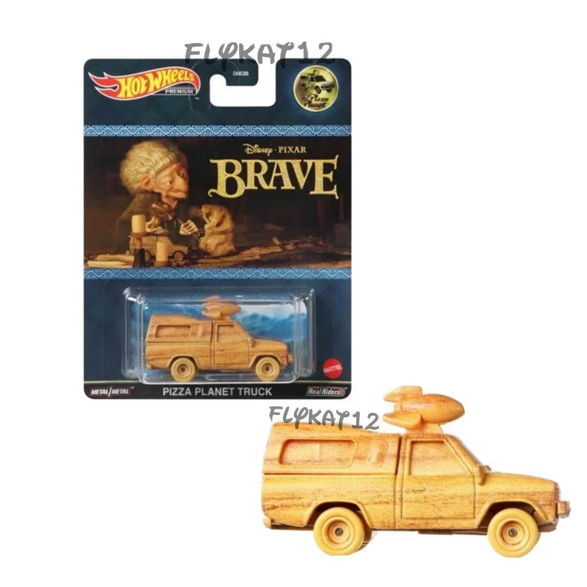 2021 Hot Wheels Disney Pixar Brave Pizza Planet Wood Carved Truck